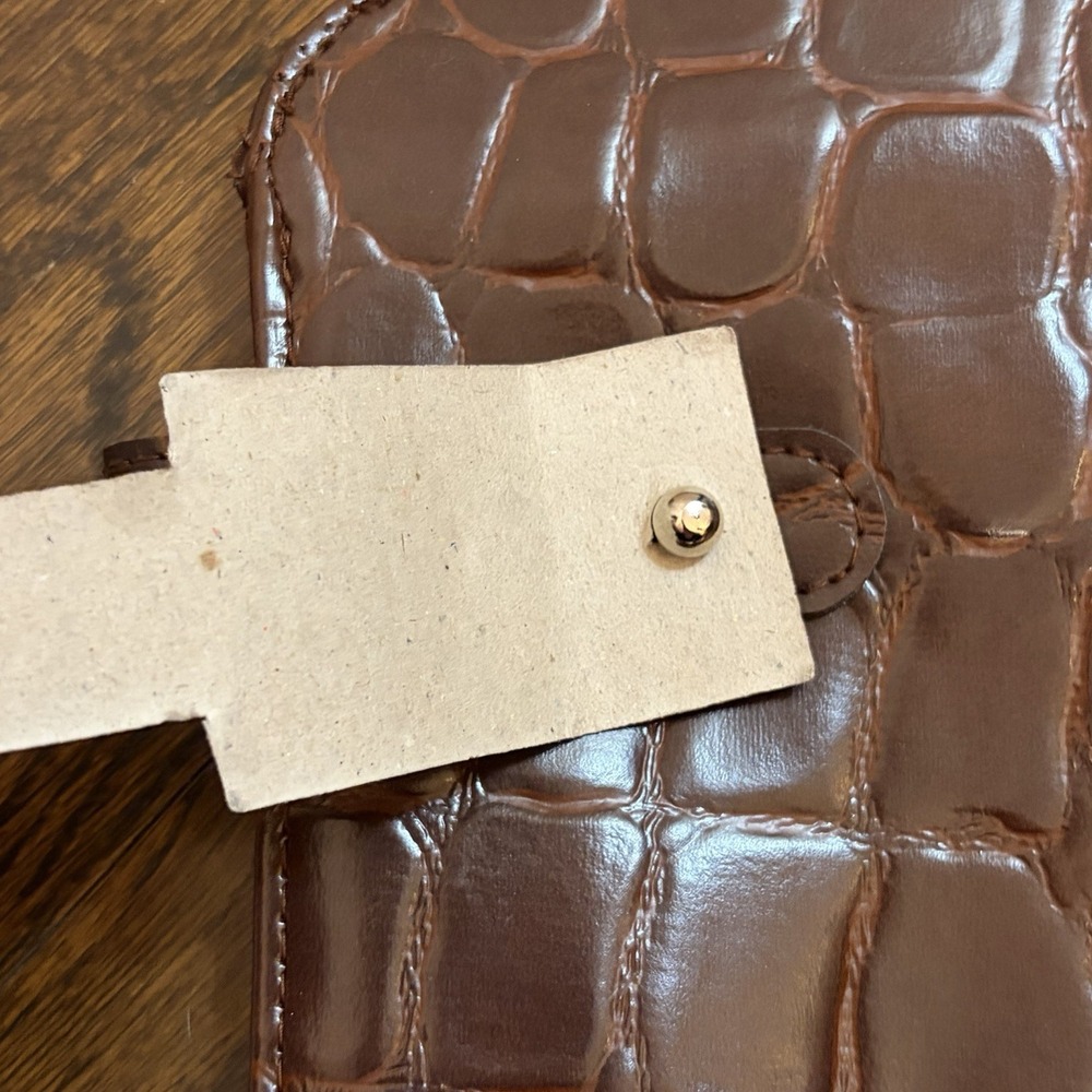 NEW 90s Ralph Lauren Safari Croc-Embossed Faux Leather Travel‎ Bag Luggage Brown - Picture 3 of 10